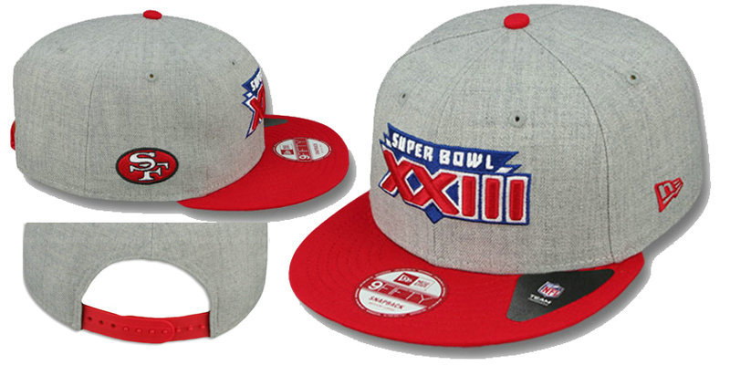 Super Bowl XXIII San Francisco 49ers Grey Snapbacks Hat LS